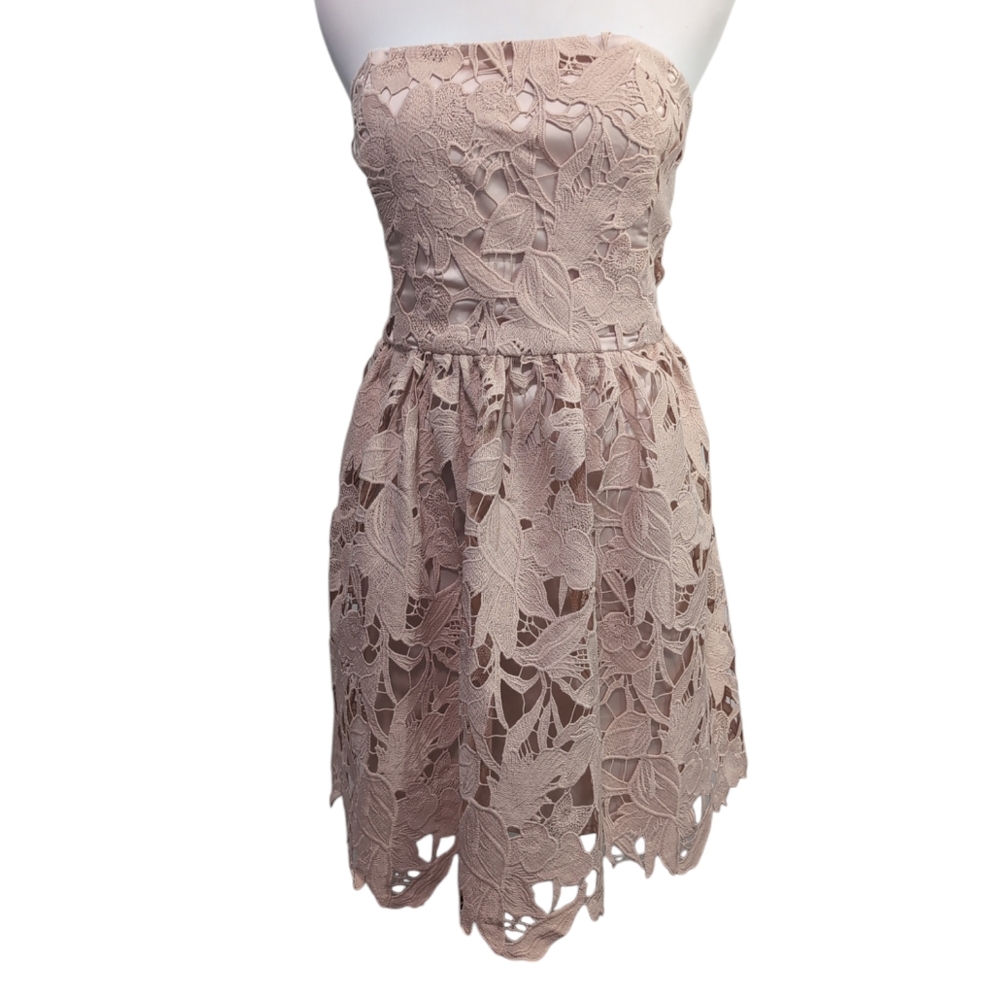 Michael Costello x Revolve Tate strapless dress, blush, sz Lg, NWT